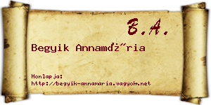 Begyik Annamária névjegykártya