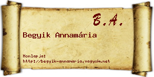 Begyik Annamária névjegykártya
